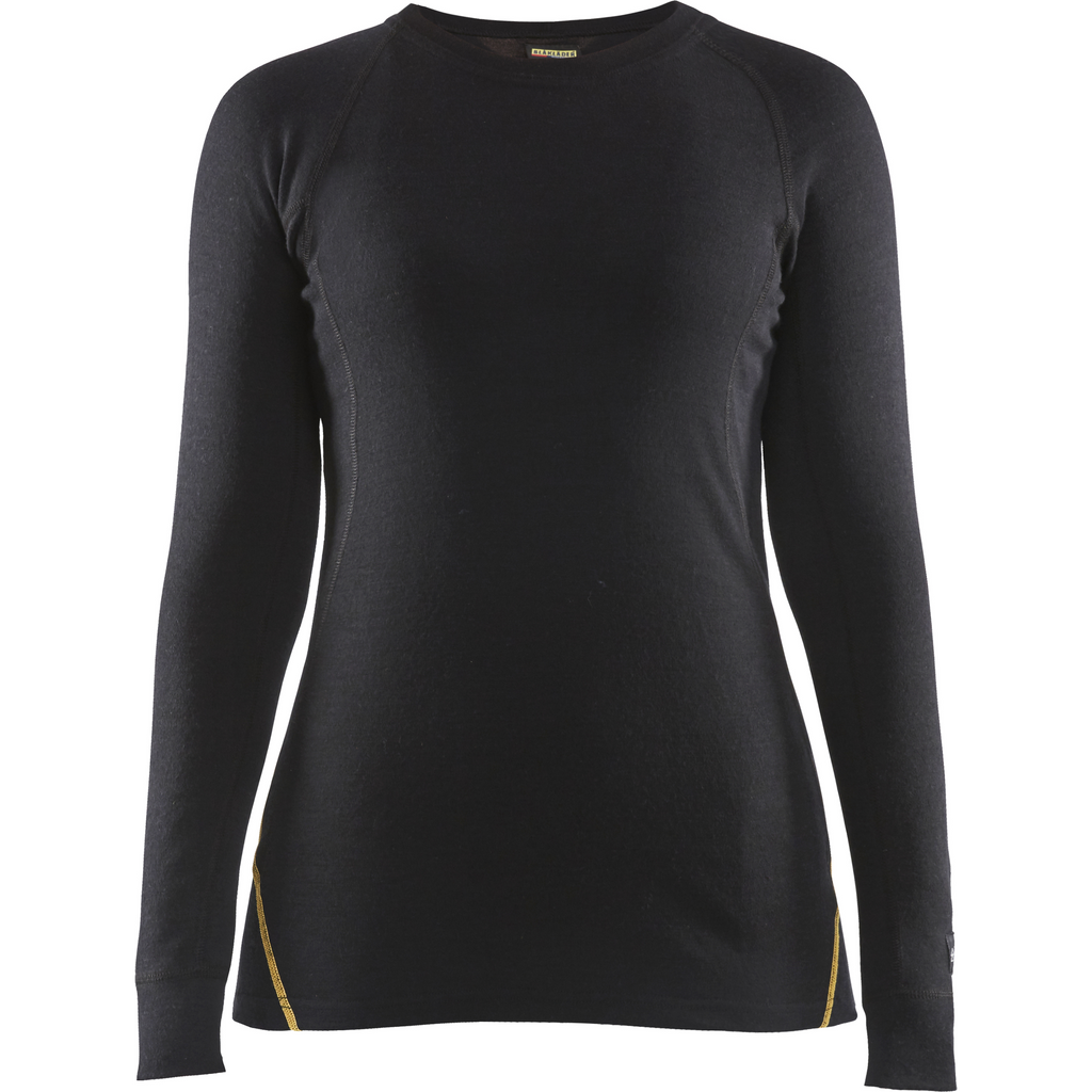 Blaklader Women's Merino Wool Flame Resistant Thermal Shirt, Black
