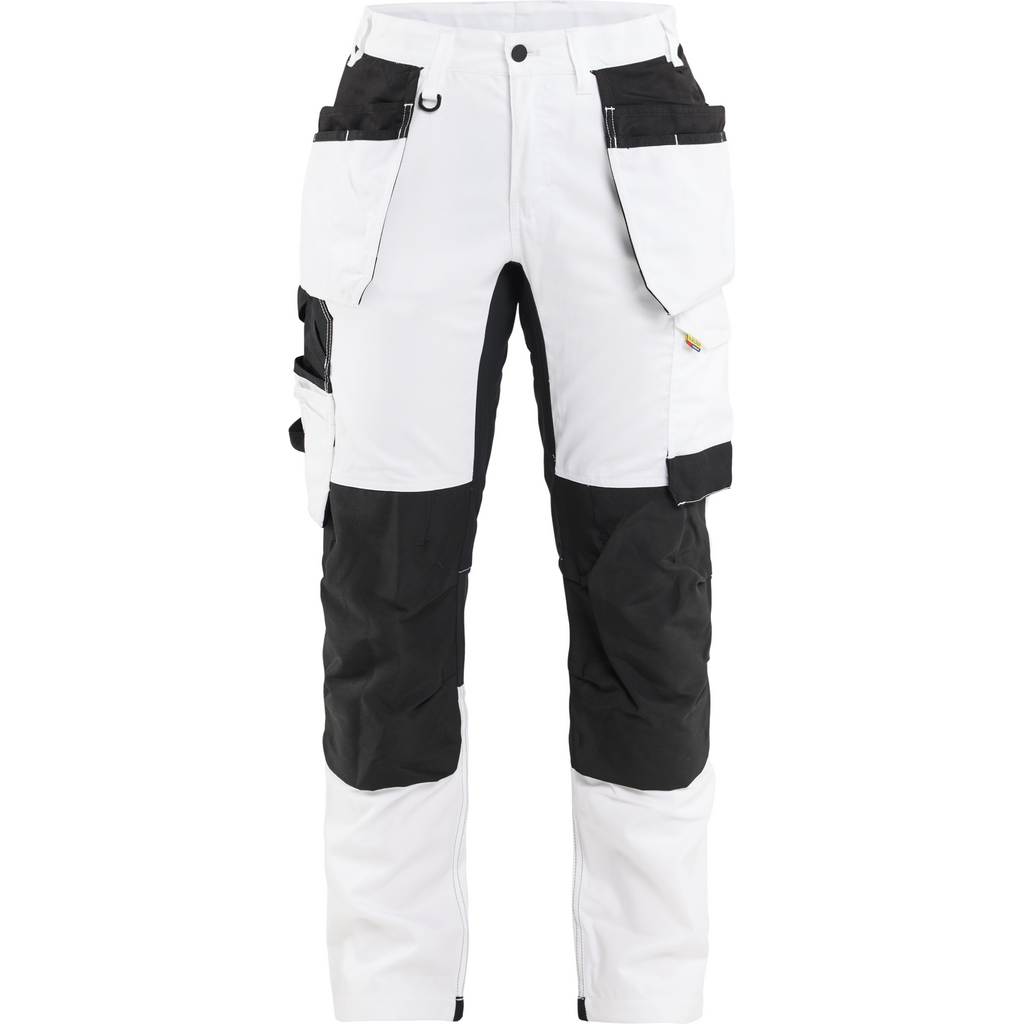 Blaklader Ladies Stretch Painter Trousers, White/Black