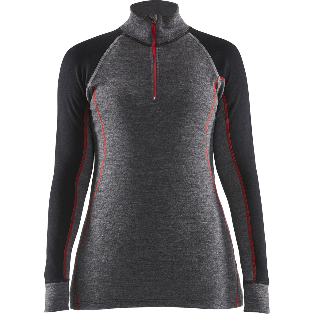 Blaklader XWARM Ladies' Thermal Shirt with Zip, Medium Grey/Black