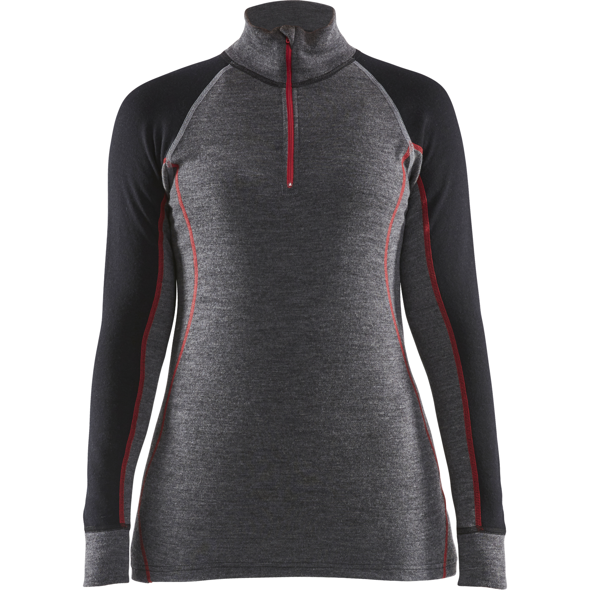 Blaklader XWARM Ladies' Thermal Shirt with Zip, Medium Grey/Black