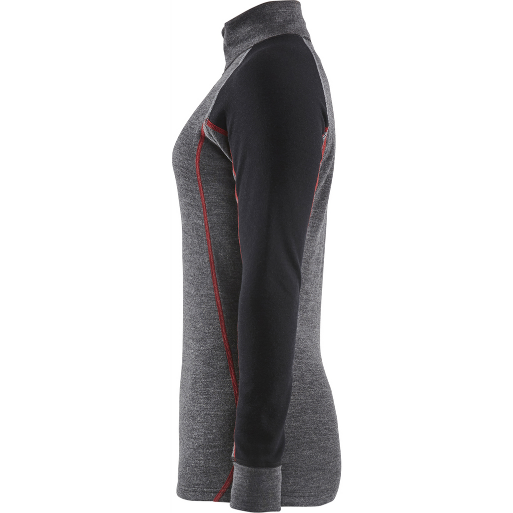 Blaklader XWARM Ladies' Thermal Shirt with Zip, Medium Grey/Black (3)