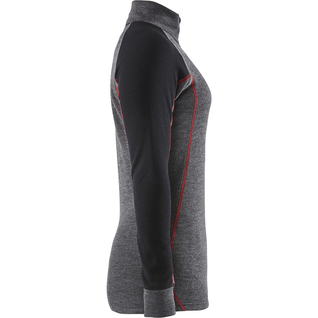 Blaklader XWARM Ladies' Thermal Shirt with Zip, Medium Grey/Black (2)