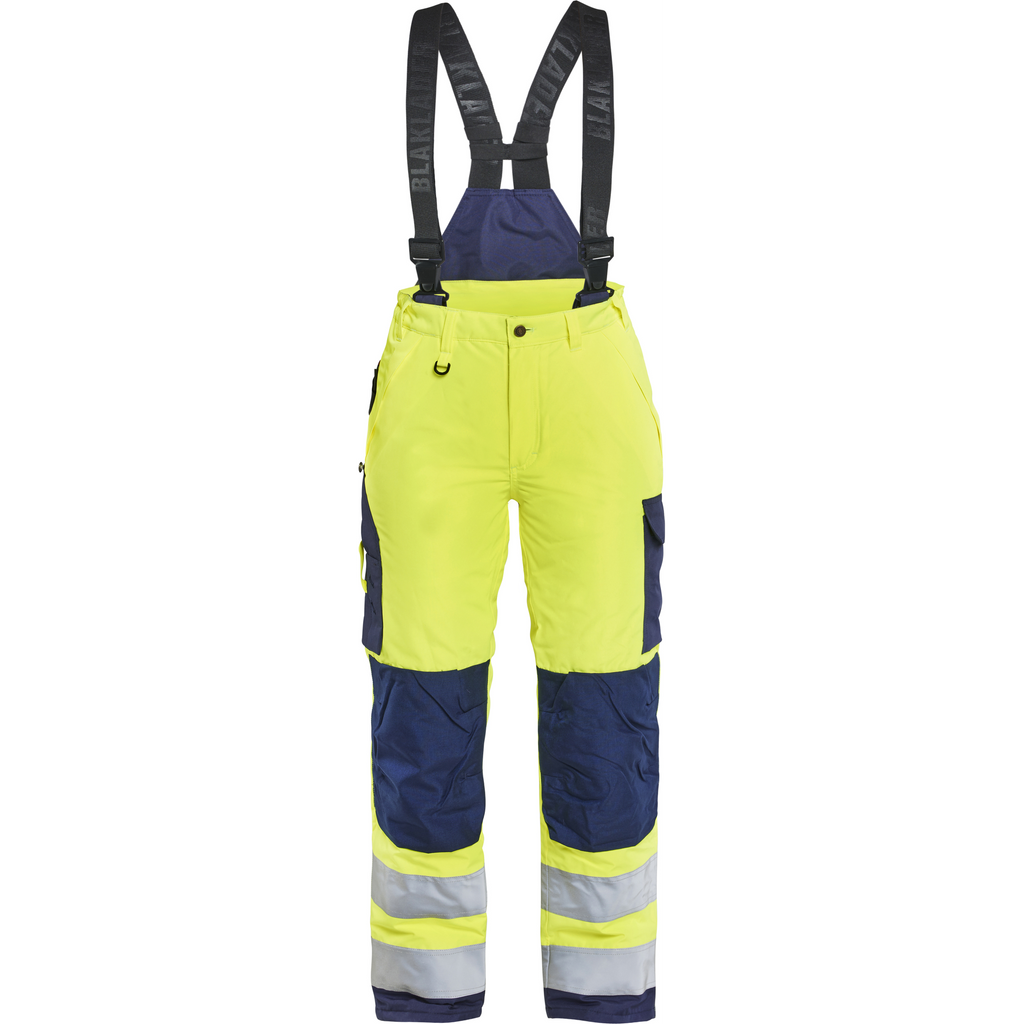 Blaklader High Vis Ladies Winter Work Trousers, Yellow/Navy Blue