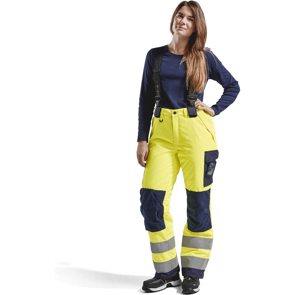 Blaklader High Vis Ladies Winter Work Trousers, Yellow/Navy Blue (5)