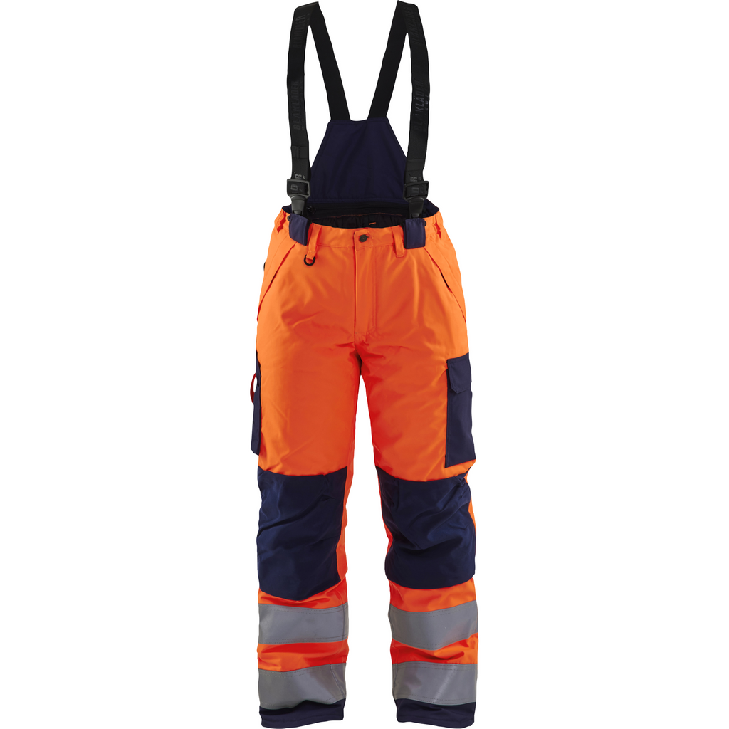 Blaklader High Vis Ladies Winter Work Trousers, Orange/Navy Blue