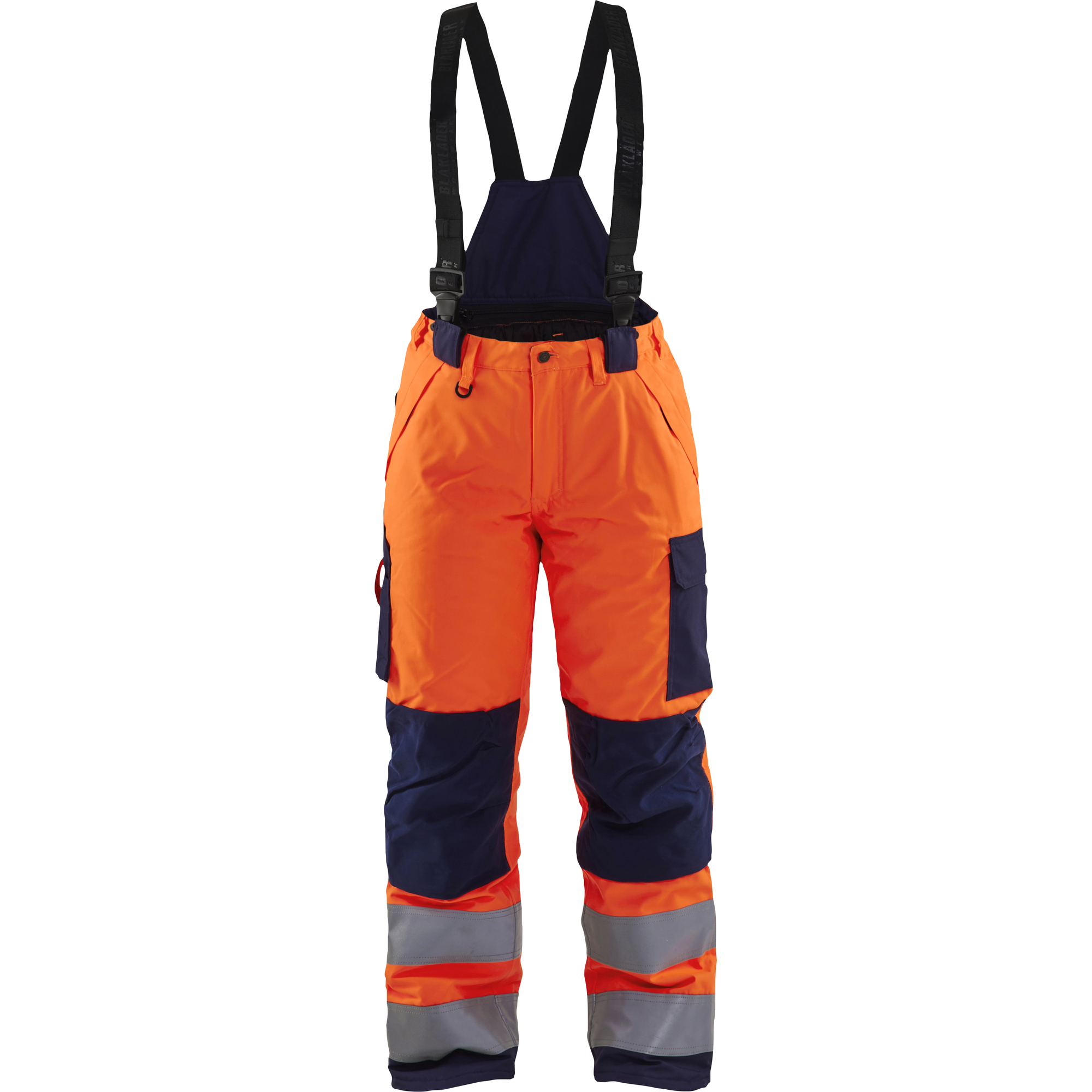 Blaklader High Vis Ladies Winter Work Trousers, Orange/Navy Blue