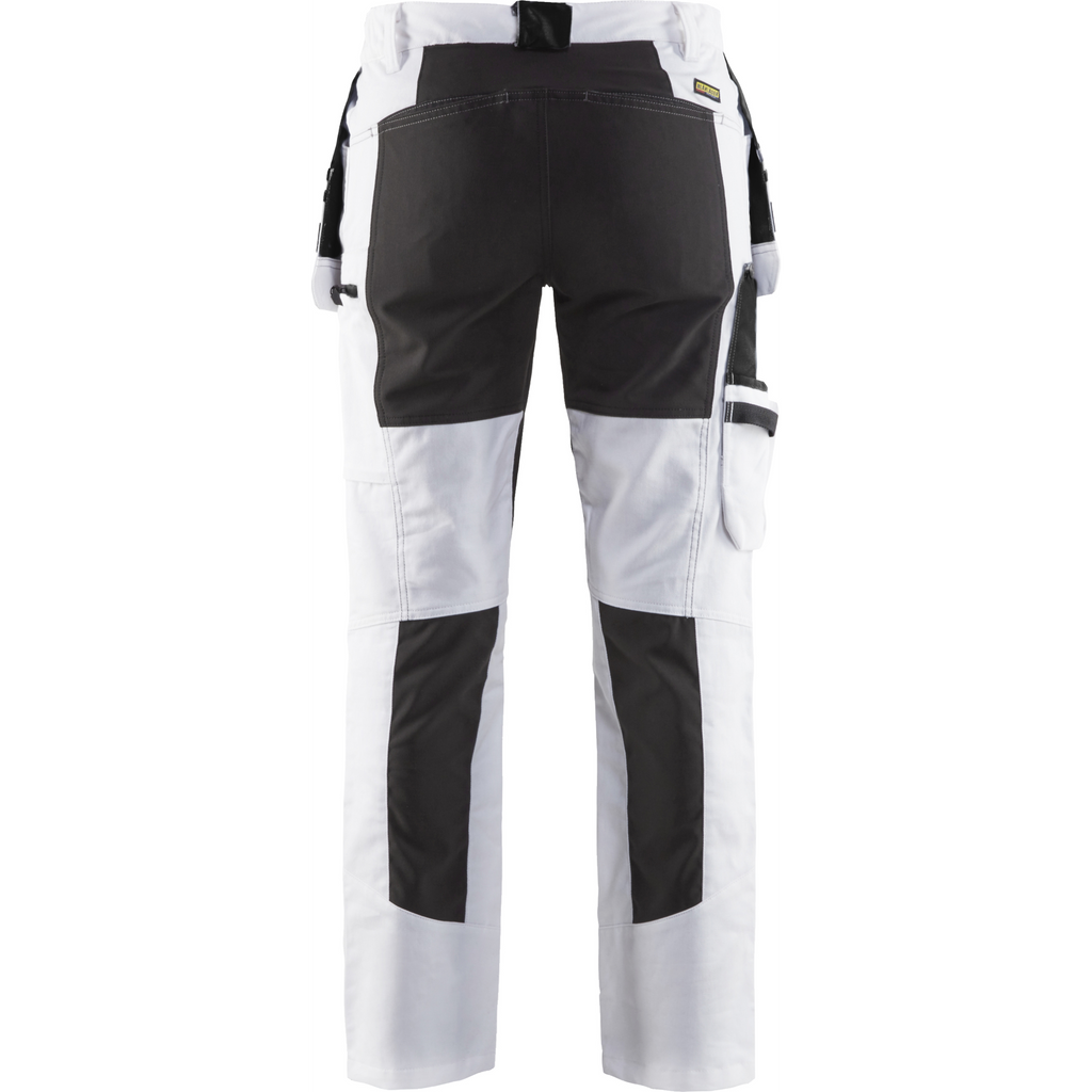 Blaklader Ladies Painters Trousers with Stretch Inserts, White/Black (4)
