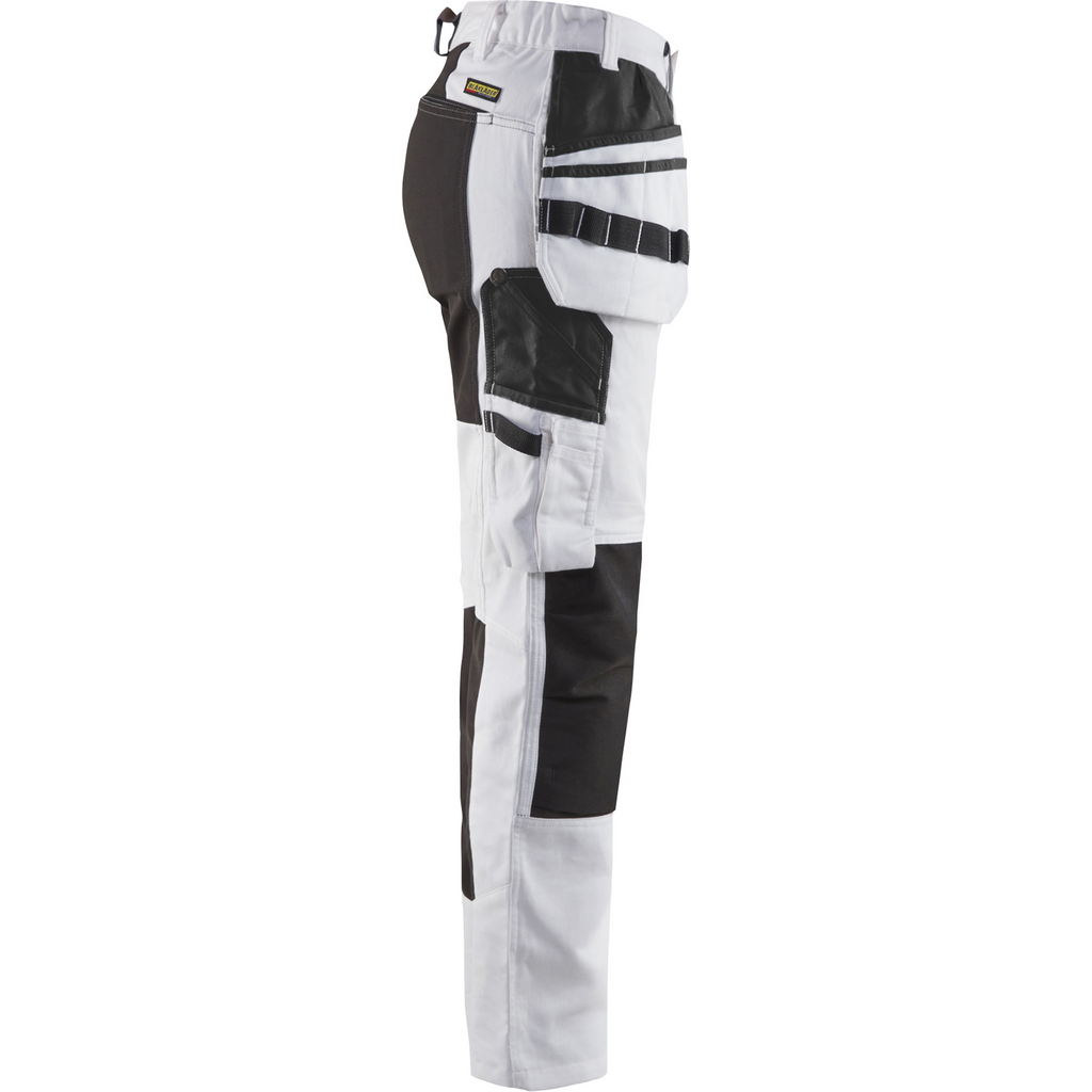 Blaklader Ladies Painters Trousers with Stretch Inserts, White/Black (2)