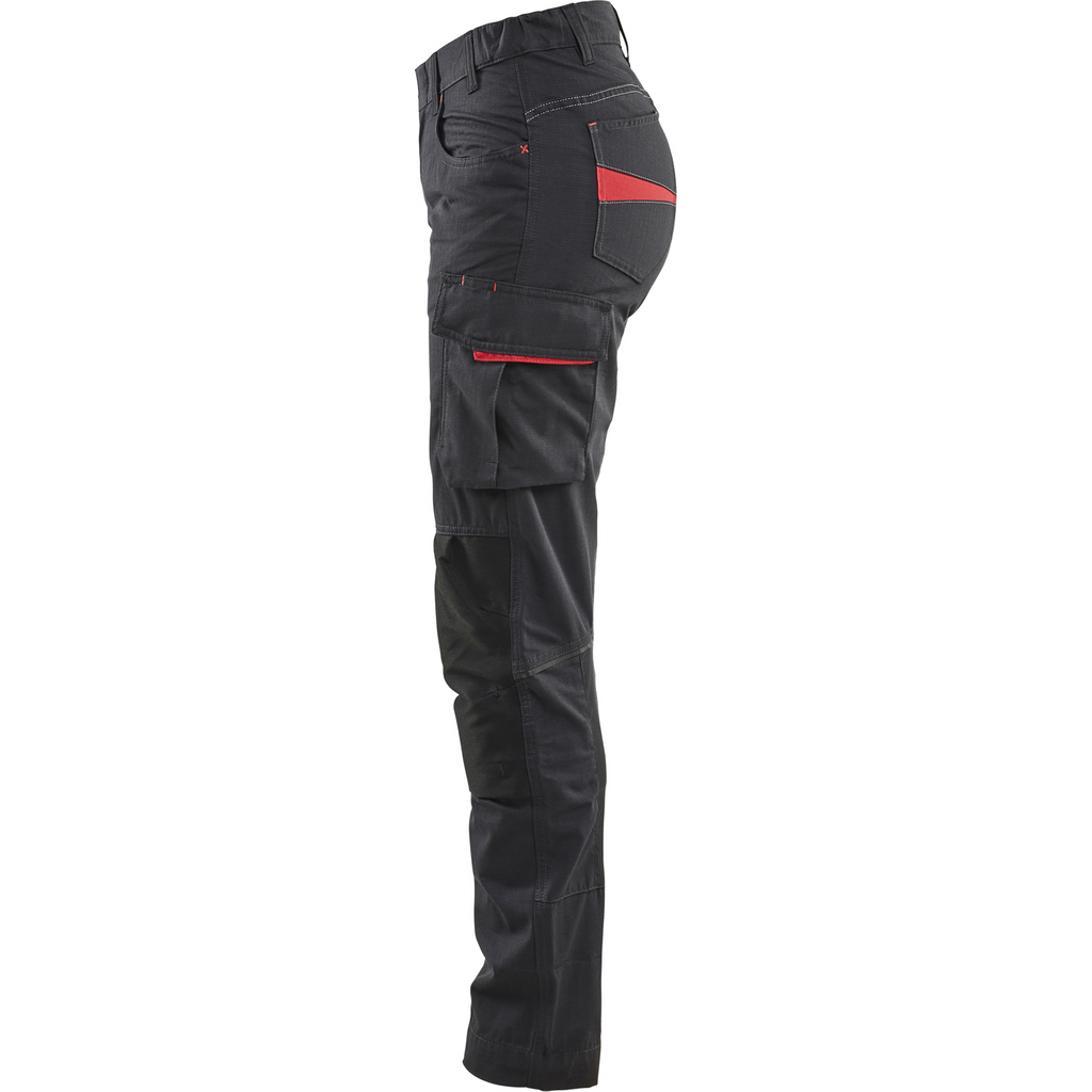 Blaklader Ladies Stretch Work Trousers, Black/Red (3)