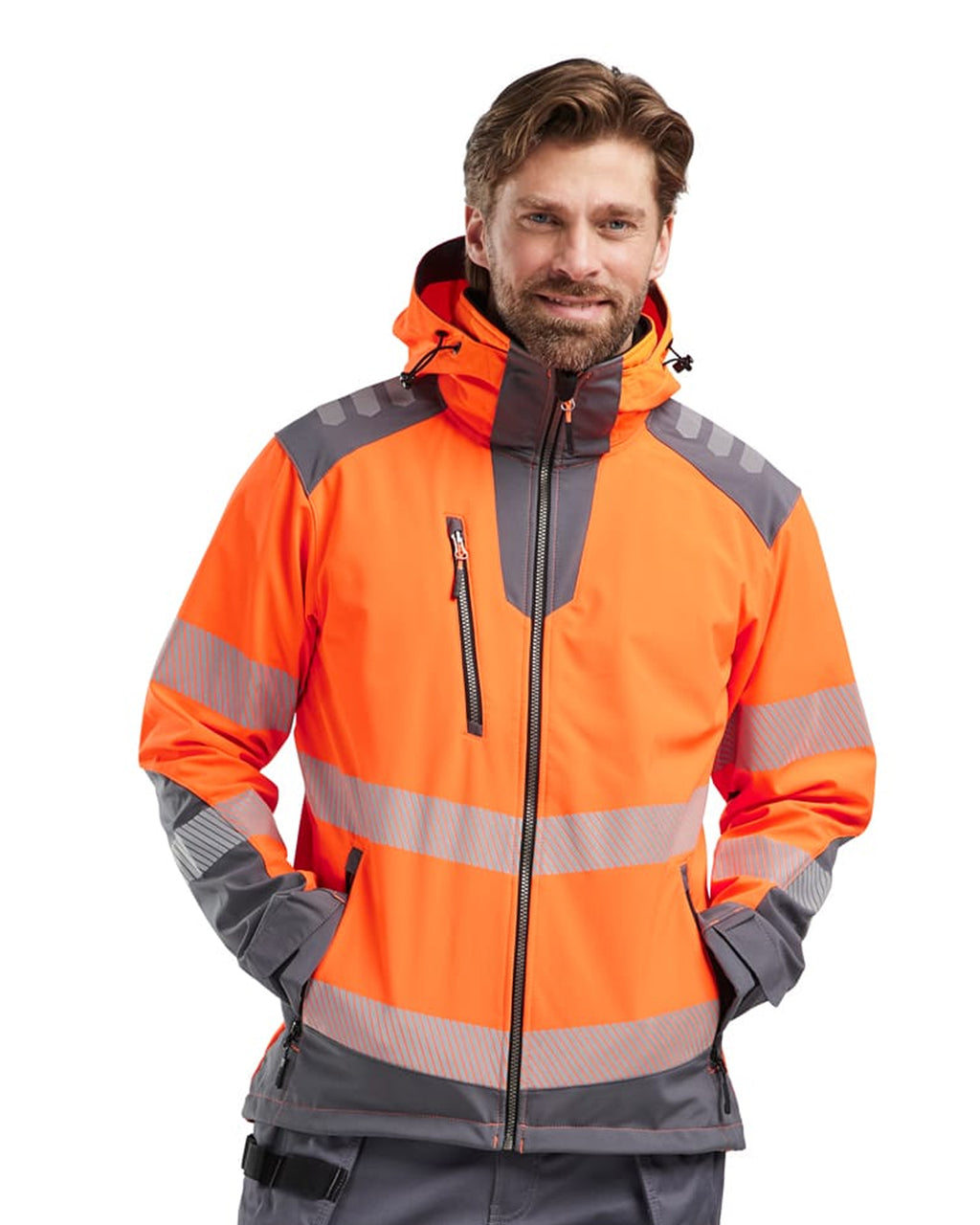Blaklader High Vis Softshell Jacket, Orange/Medium Grey (7)
