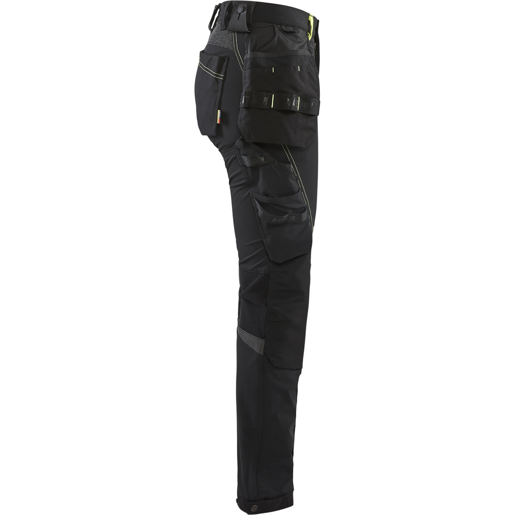 Blaklader Ladies 4-Way Stretch Craftsman Work Trousers, Black/Yellow (2)