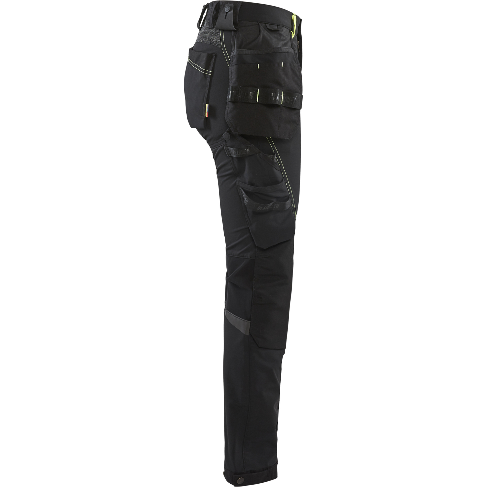 Blaklader Ladies 4-Way Stretch Craftsman Work Trousers, Black/Yellow (2)
