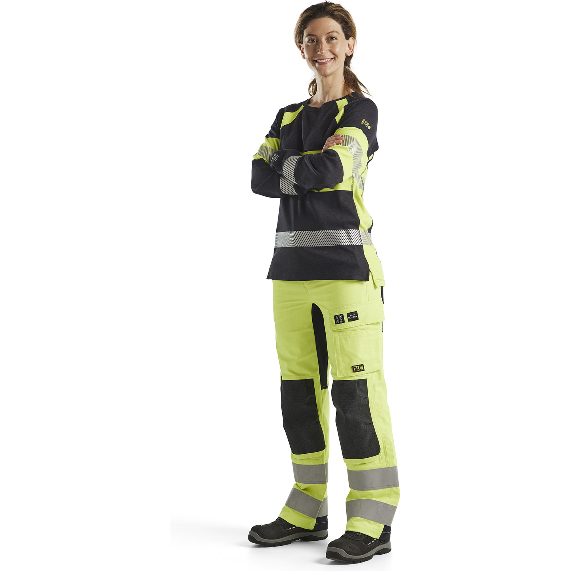 Blaklader Ladies Multi-Norm Stretch Work Trousers, Yellow/Navy (4)
