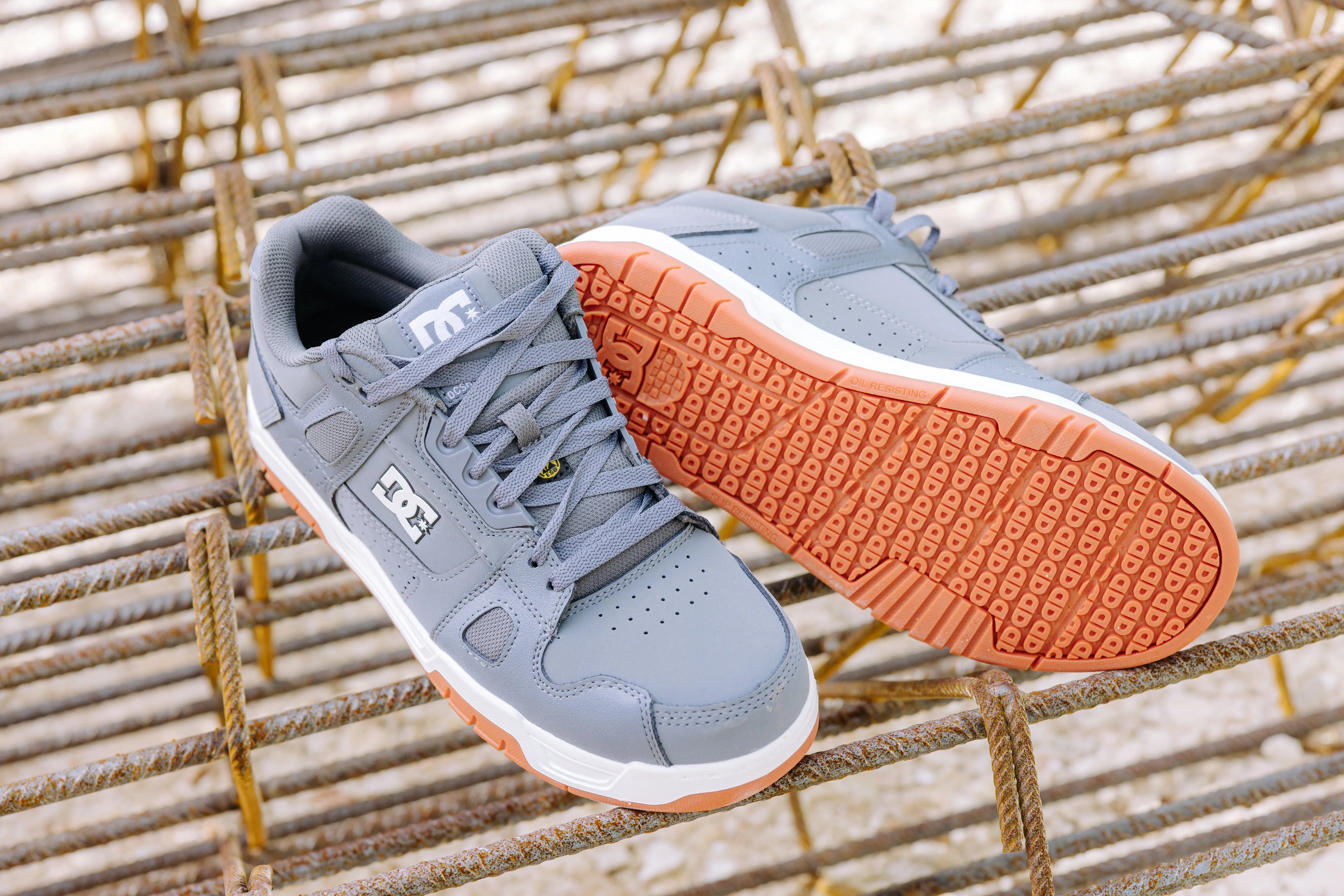 DC Shoes Stag Safety Safety Shoes S3S, Gray/Gum (6)