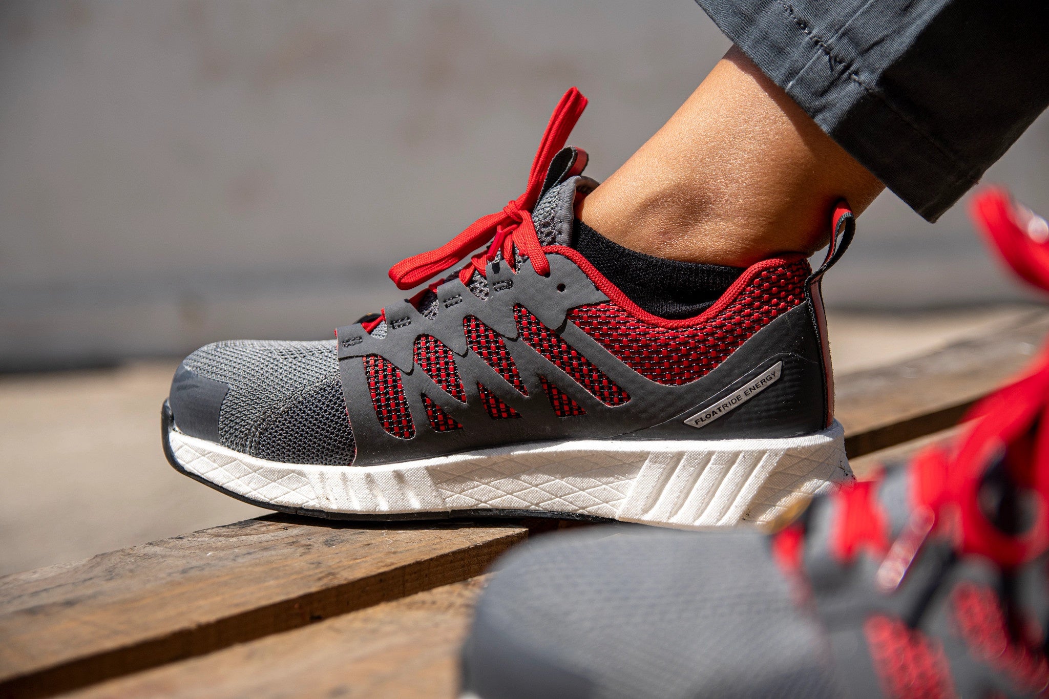 Reebok Fusion Flexweave Safety Shoes S1P, Grey/Red/White (6)