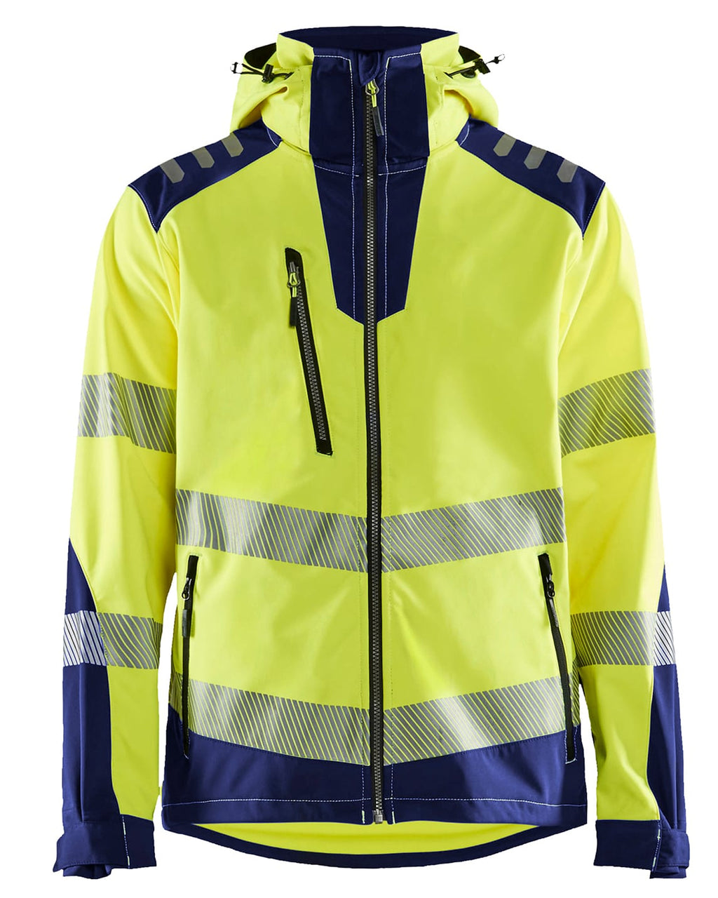 Blaklader High Vis Softshell Jacket, Yellow/Navy Blue