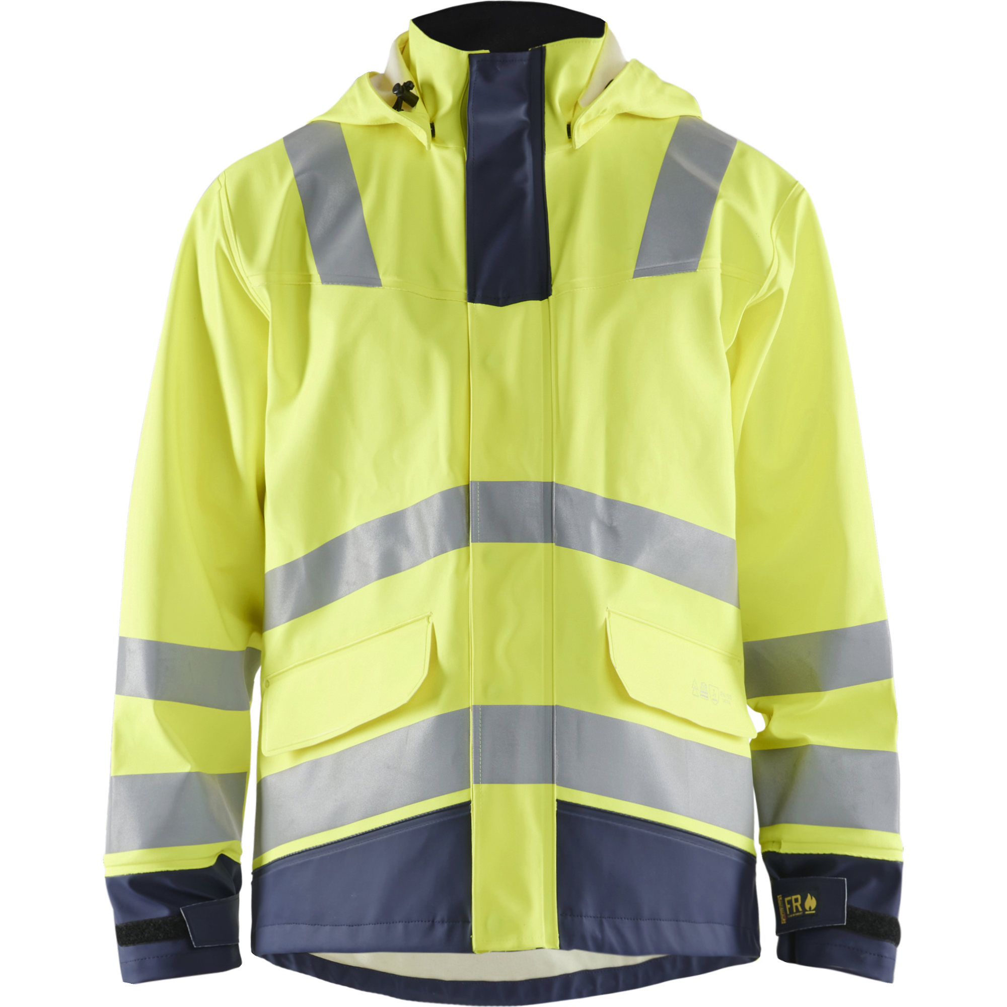 Blaklader Multinorm Rain Coat, Yellow/Navy Blue