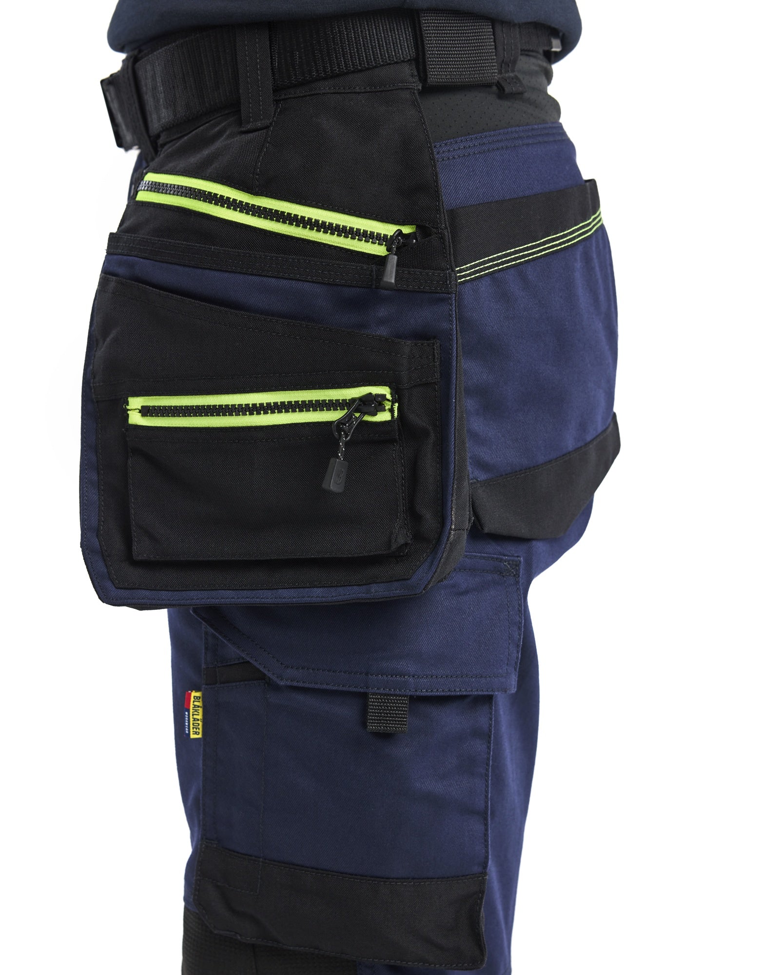 Blaklader STRIKER Women's Craftsman Work Trousers Stretch, Dark Navy/High Vis Yellow (5)