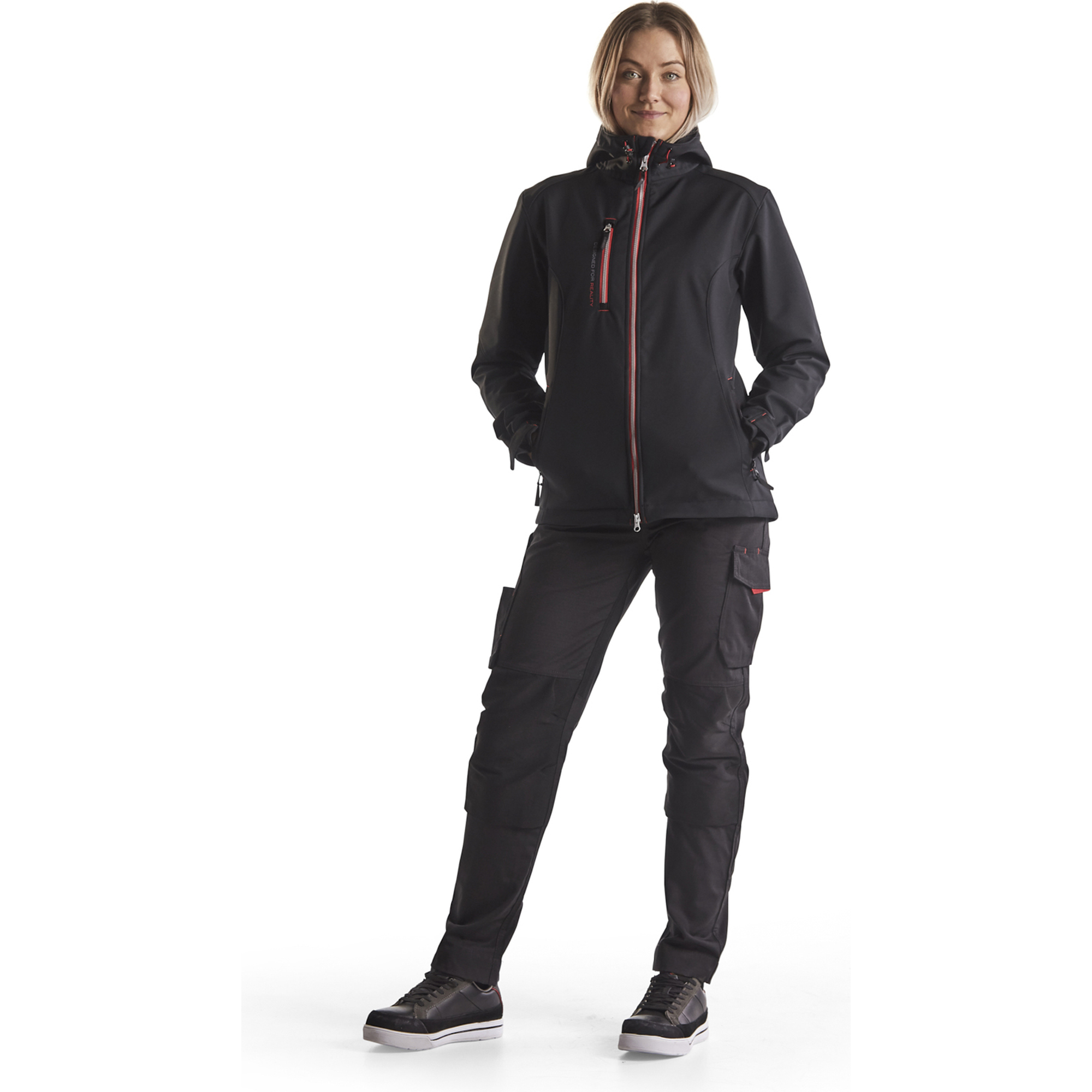 Blaklader Ladies Stretch Work Trousers, Black/Red (5)