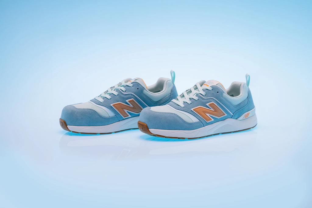 New Balance Elite Lite Womens Safety Shoe S1 PL HRO FO SC SR Milky Blue/orange (14)