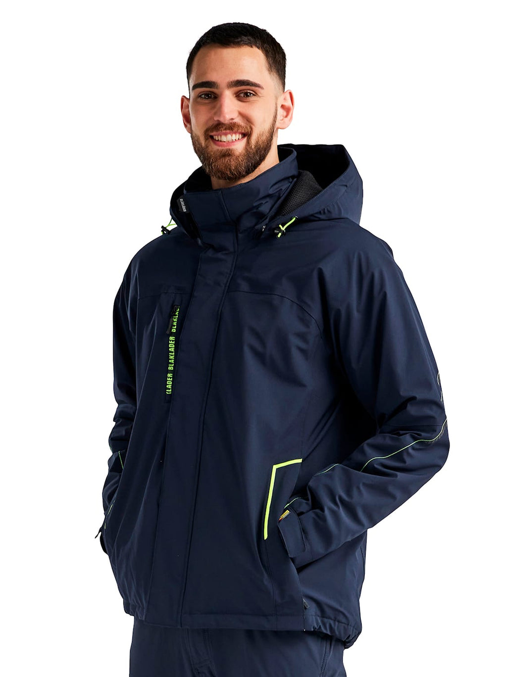 Blaklader Lined Lightweight Stretch Winter Jacket, Dark Navy Blue/Yellow (6)