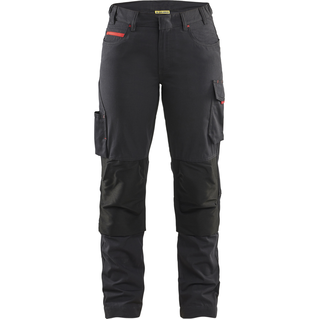 Blaklader Ladies Stretch Work Trousers, Black/Red