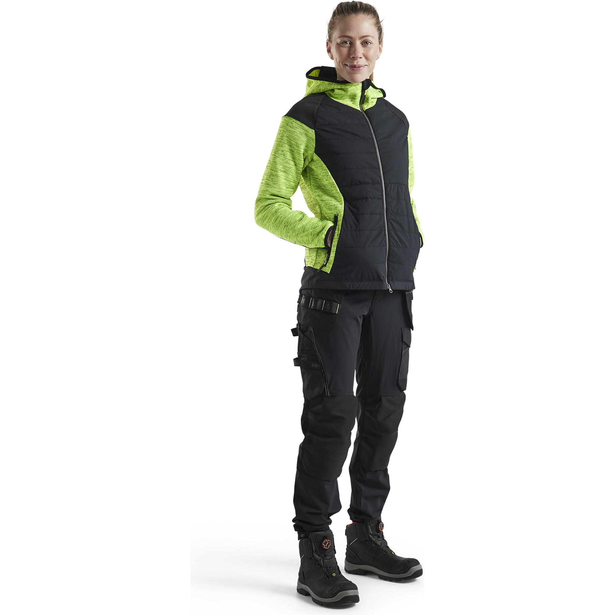 Blaklader Ladies 4-Way Stretch Craftsman Work Trousers, Black/Yellow (4)