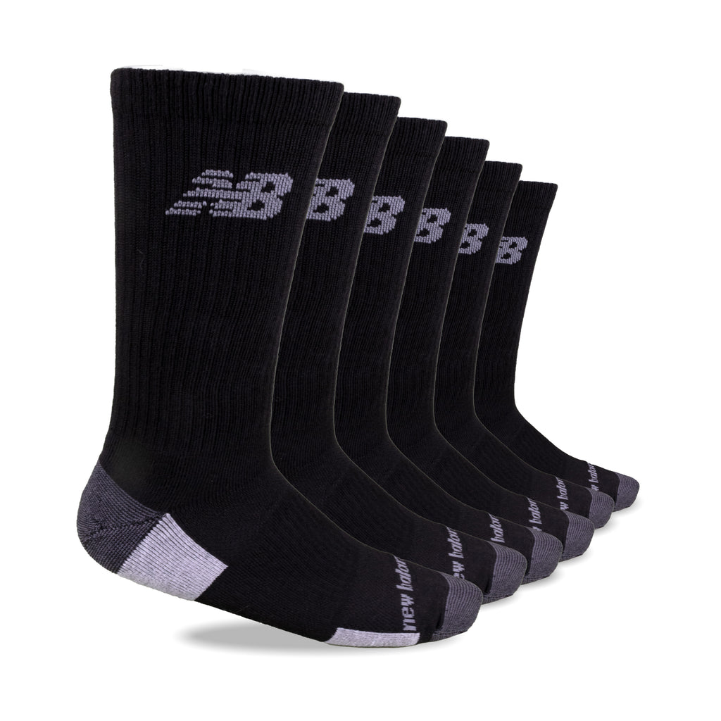 New Balance Performance Crew Socks, Black 6 pairs (2)