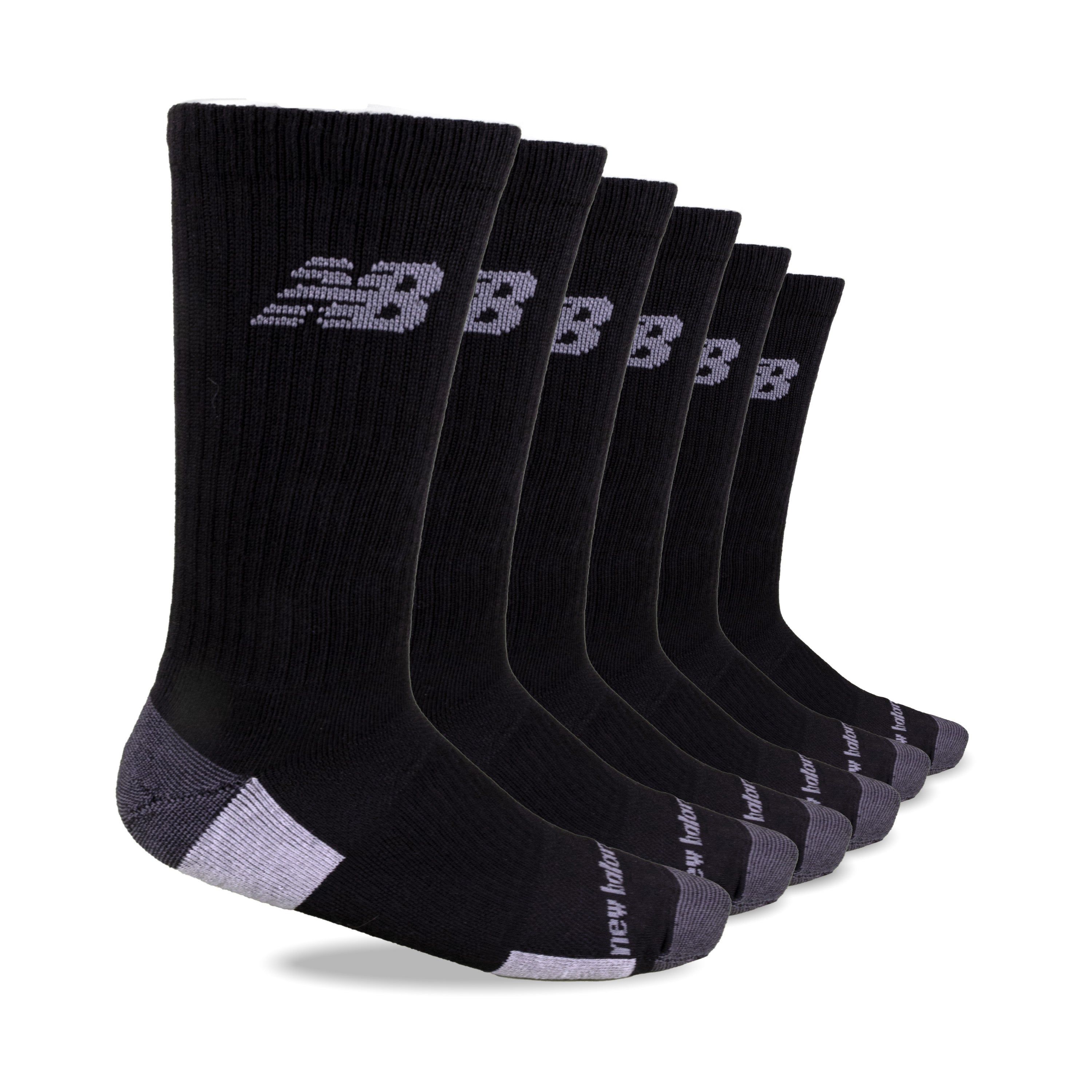 New Balance Performance Crew Socks, Black 6 pairs (2)