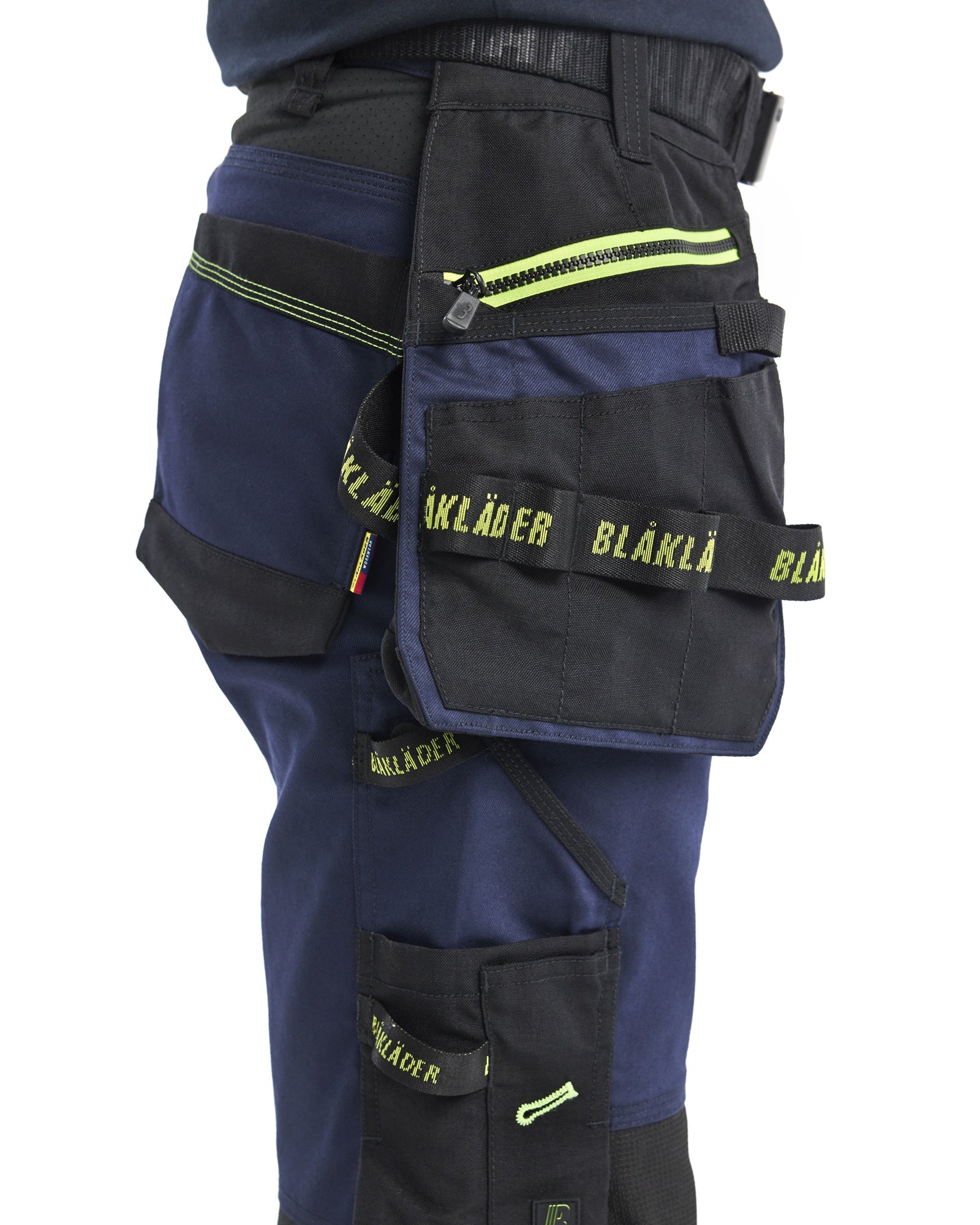 Blaklader STRIKER Women's Craftsman Work Trousers Stretch, Dark Navy/High Vis Yellow (6)