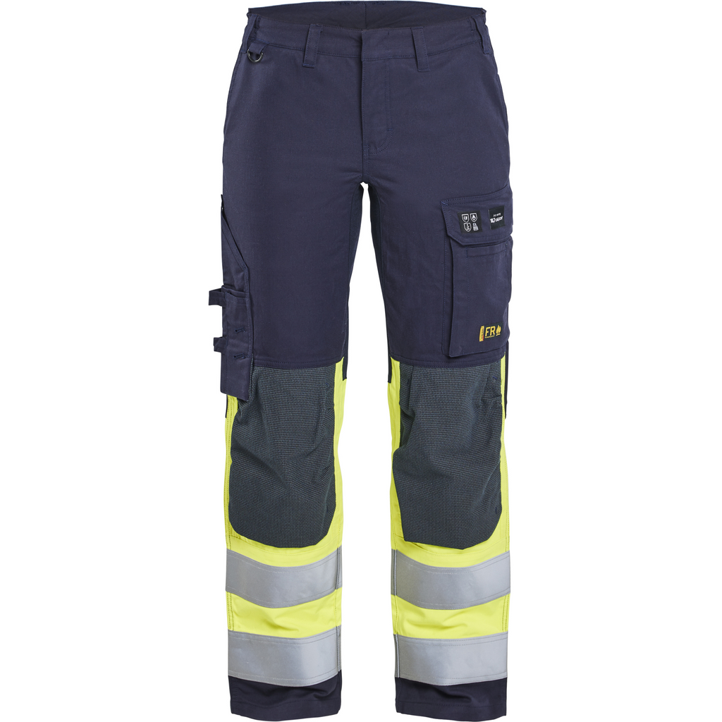 Blaklader Ladies Multinorm Stretch Work Trousers, Navy Blue/Yellow