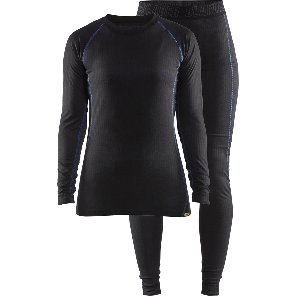 Blaklader Damen Light Unterwäsche Set, Schwarz/Kornblau