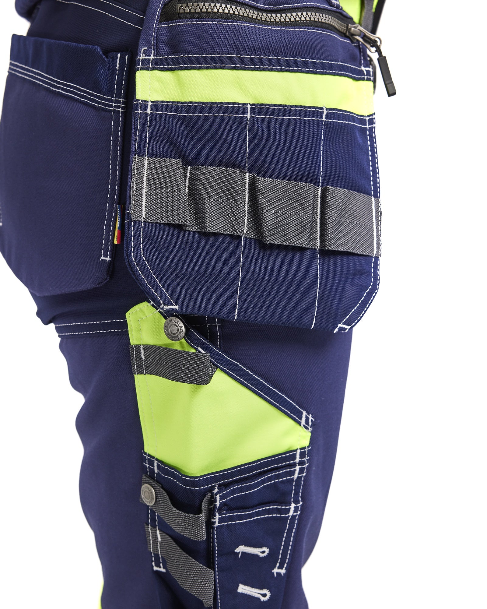 Blaklader High Vis Ladies Stretch Work Trousers, Navy Blue/Yellow (3)