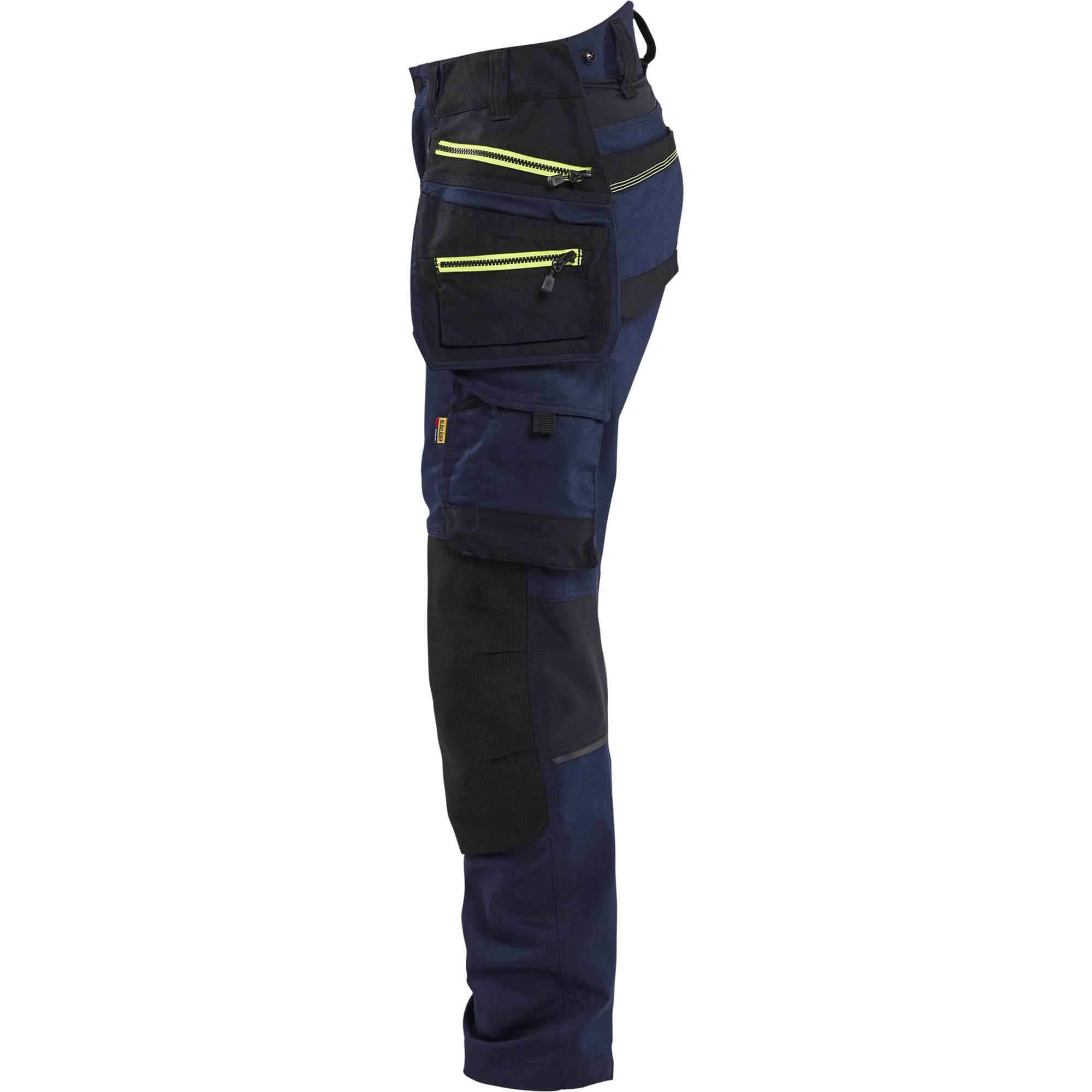 Blaklader STRIKER Women's Craftsman Work Trousers Stretch, Dark Navy/High Vis Yellow