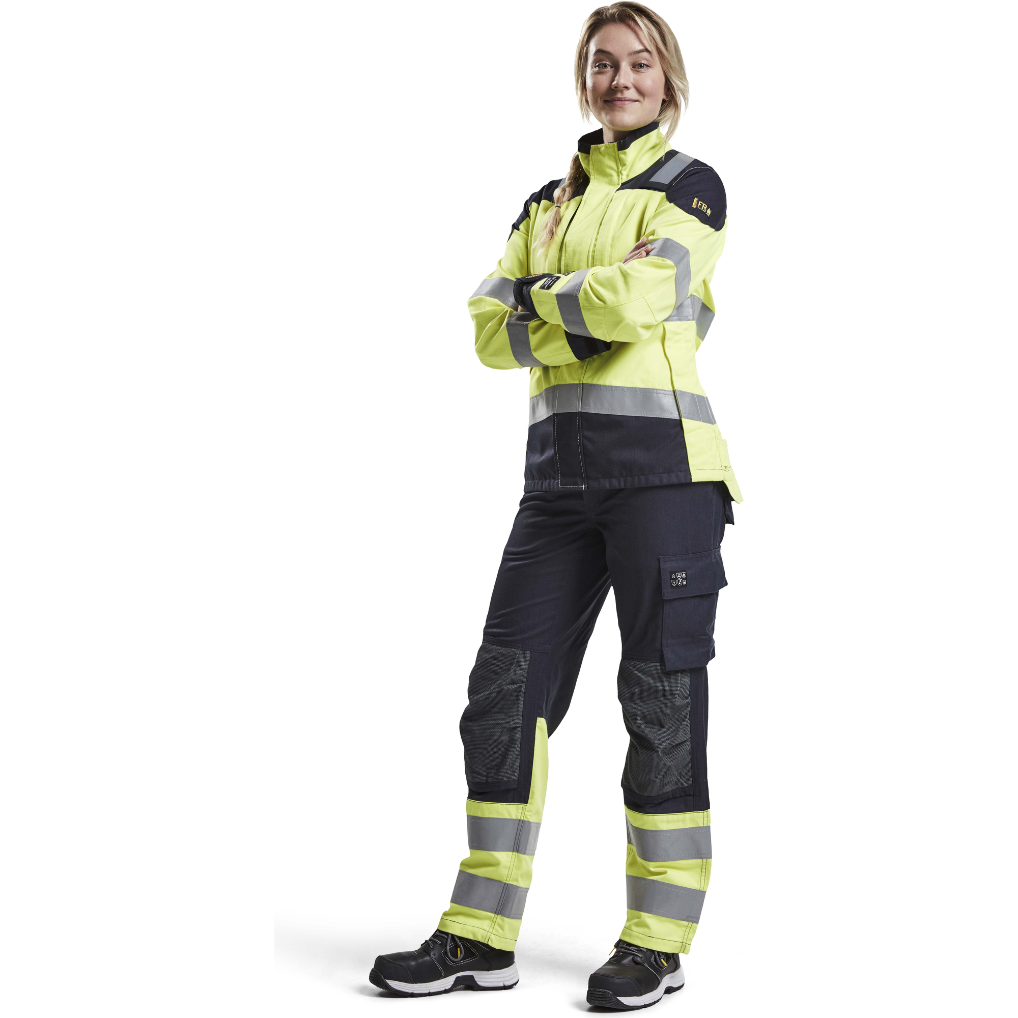 Blaklader Ladies Multi-Norm Work Trousers, Navy/Yellow (4)